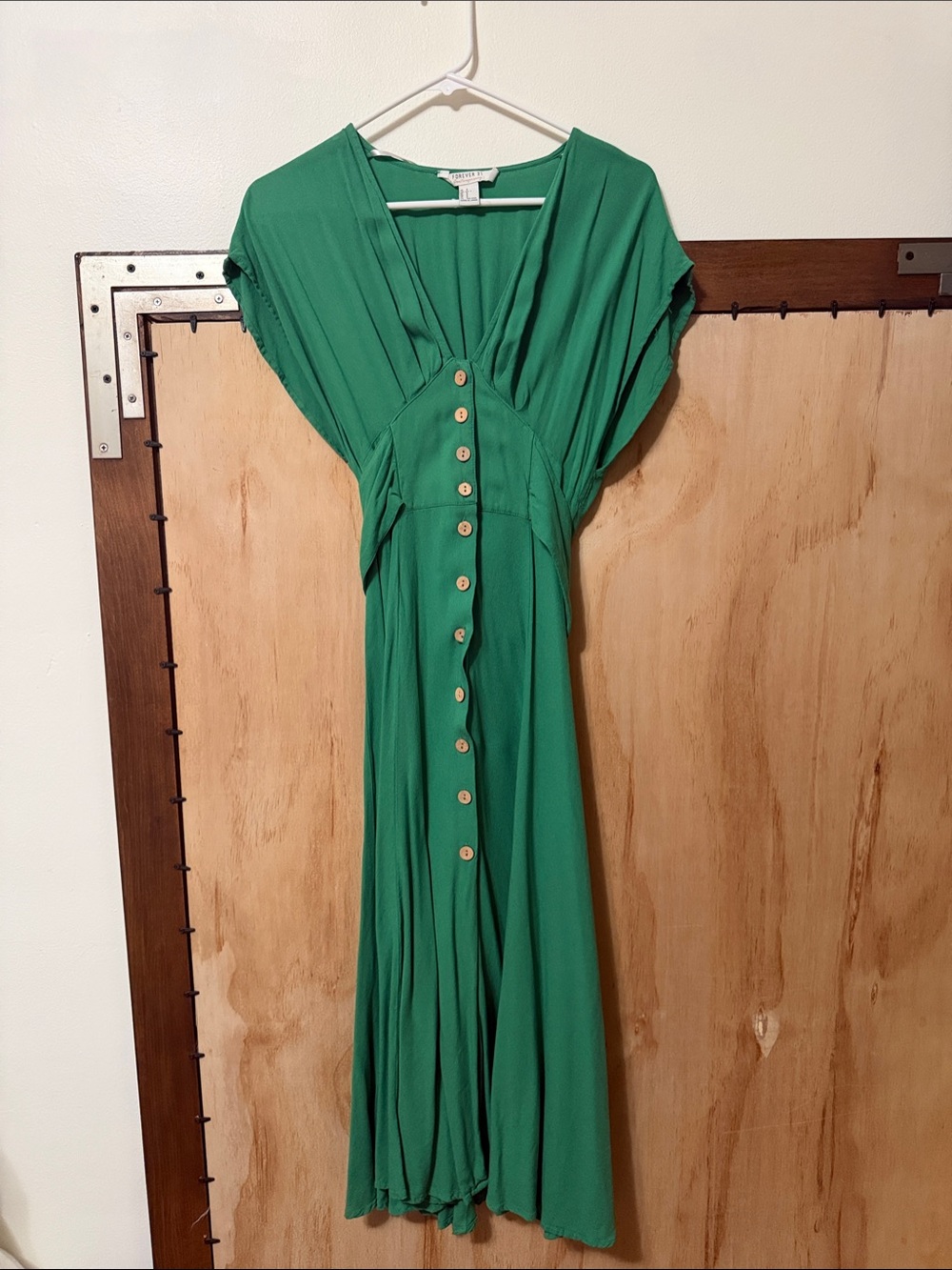 Forever 21 Green Button-Front Maxi Dress